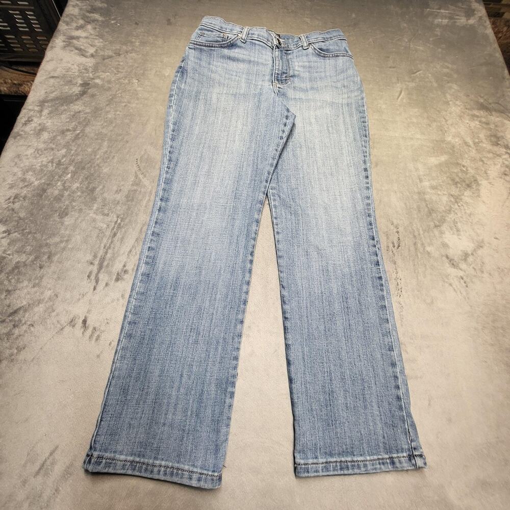 Lee Jeans Womens 10 Short Blue Light Wash Straight Relaxed Denim Stretch Pockets